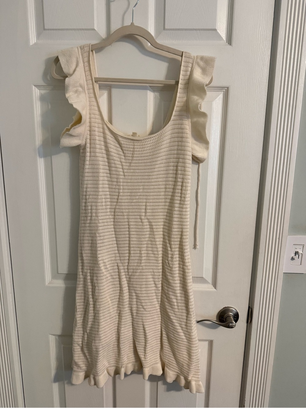 1.4.3. Story by Line Up Cream Knit Lined Ruffle Mini Dress